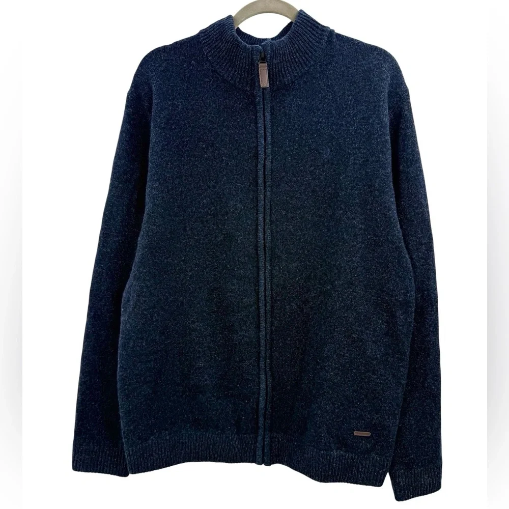 Kauri Trail 100% Lambswool Full Zip Sweater Jacket Blue Outdoor Knit Size L